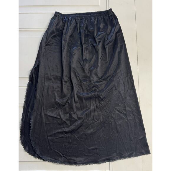 Vanity Fair Other - Vintage Vanity Fair Slip Skirt Womens Black Lace Detail Satin Size Medium